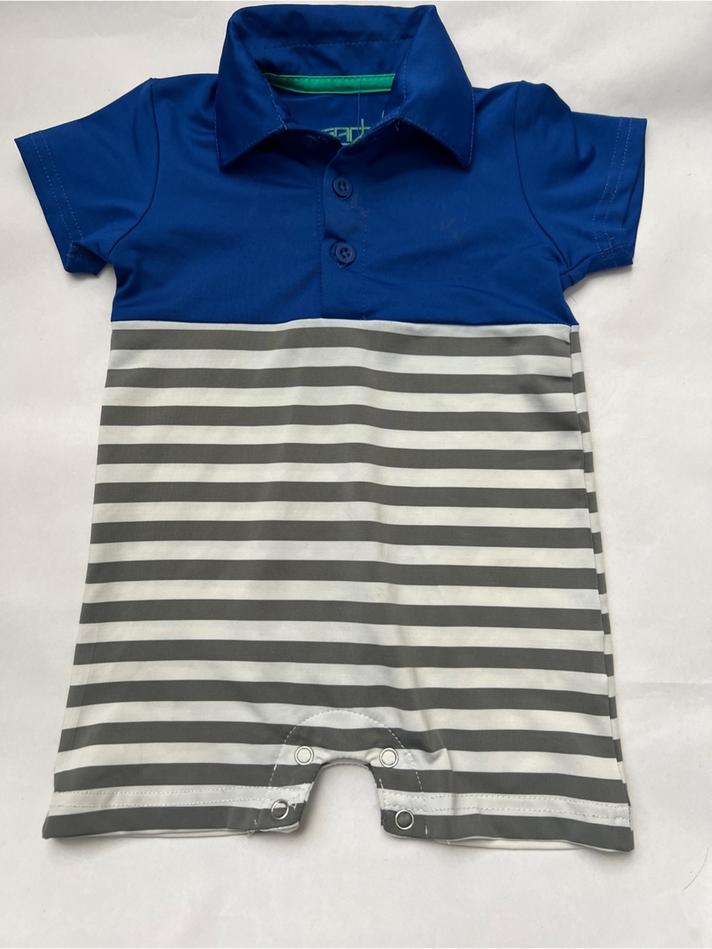 Blue & Gray Striped Kids One-Piece Bodysuit